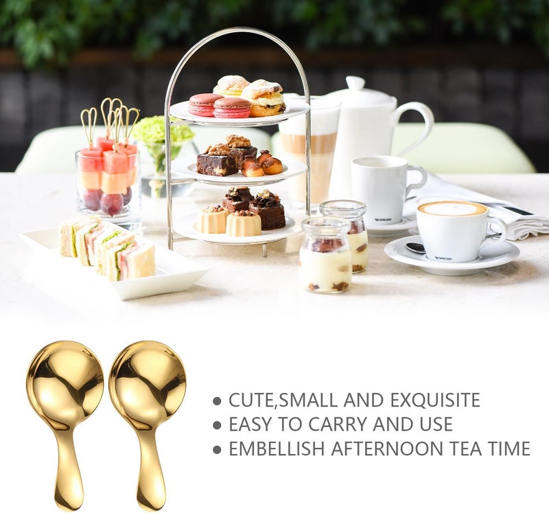 ICSTM Small Scoops for Canisters,4 Pcs Coffee Scoops,Short Handle Spoons for Salt Sugar Condiments Coffee Tea Dessert (Gold) - Image 5